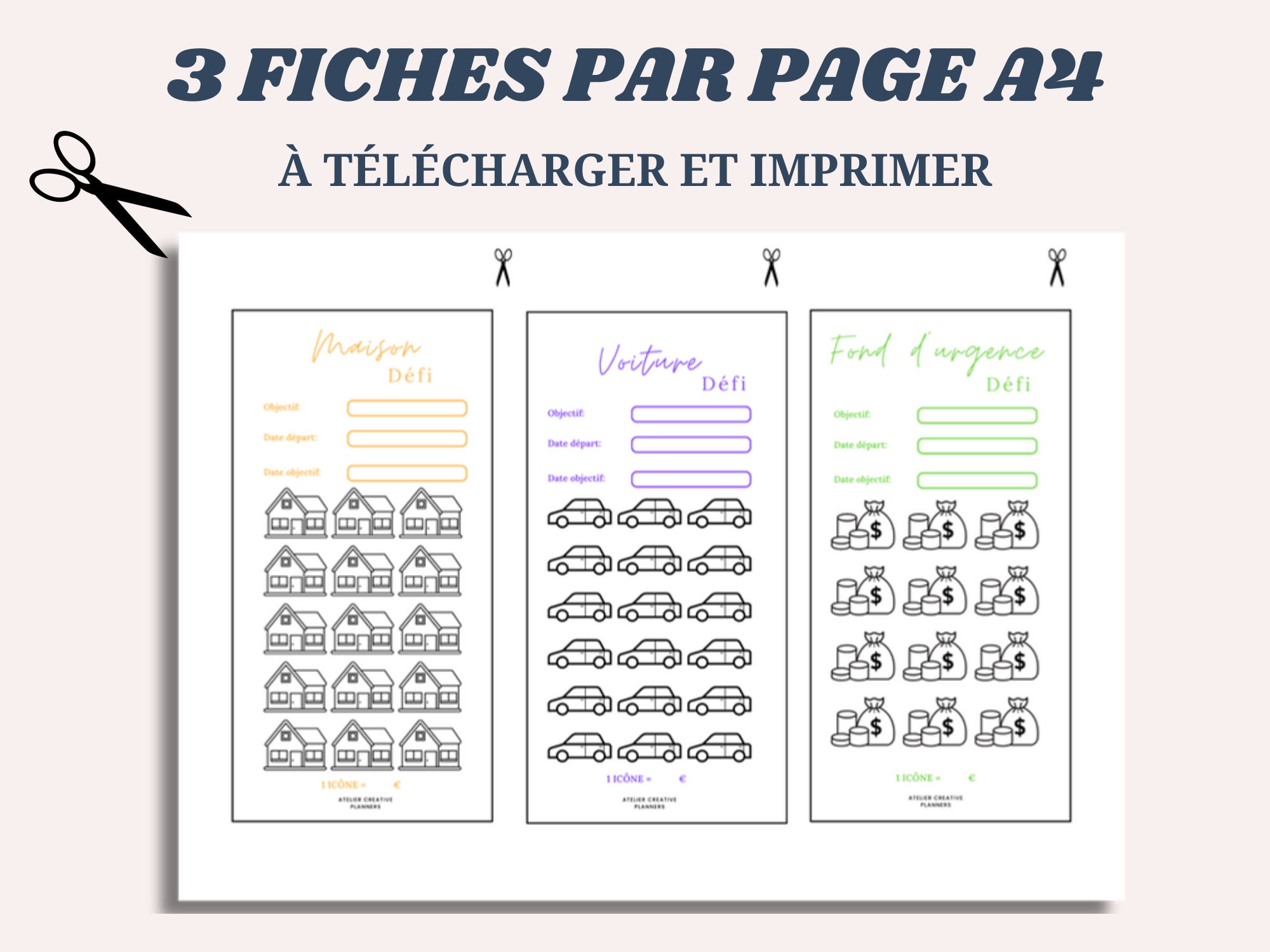 Défi budget en français, défi budget à imprimer format A6, défi