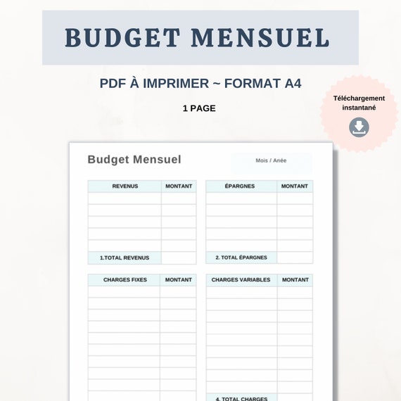 French Monthly Budget, Printable Monthly Budget, Printable Planner, Budget  Planner, Monthly Planner, Monthly Budget 