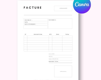 French invoice template, Self-employed invoice, Invoice template, Professional invoice, Customized invoice, Invoice with VAT