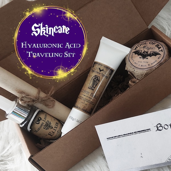 Witchy Self Care Gift Box | Hyaluronic Acid Skincare Traveling Spa Gift Basket | Harry Pottery Gifts for Women