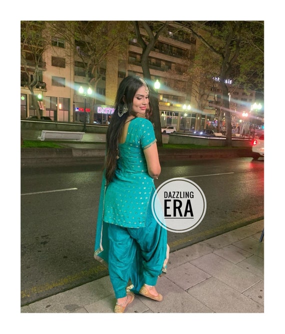 Buy Exclusive Punjabi Silk Salwar Kameez Blue Punjabi Patiala Suit Made to  Measure Suit for Women and Girls Festive Wear Suit Wedding Wear Suits Online  in India 