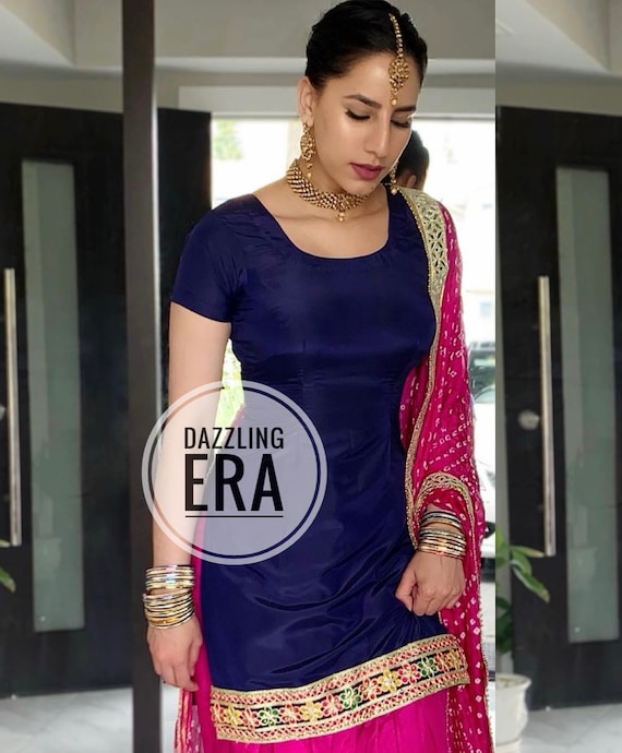Pink Blue Punjabi Patiala Suit Salwar for Women Custom Made