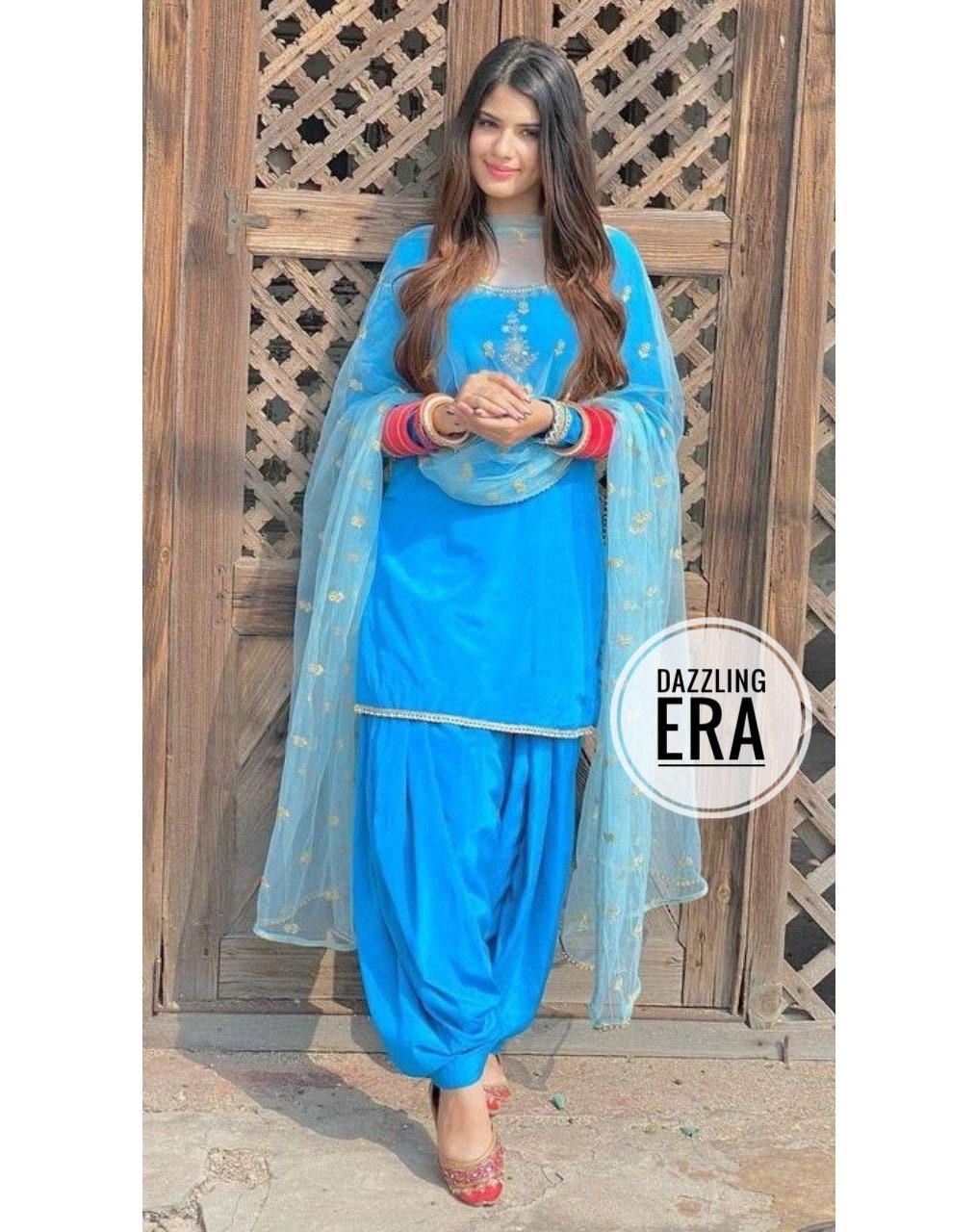 Royal blue top colour punjabi suit