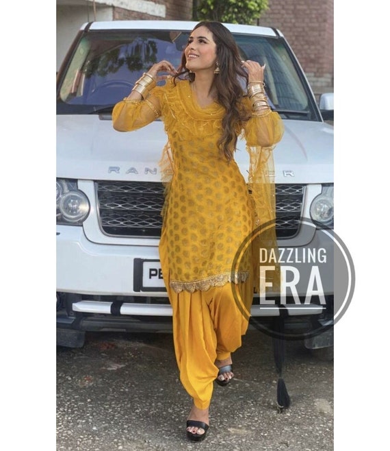 Buy Yellow Punjabi Suit Patiala Salwar Suits Shalwar Kameez for Women Girls  Online in India - Etsy