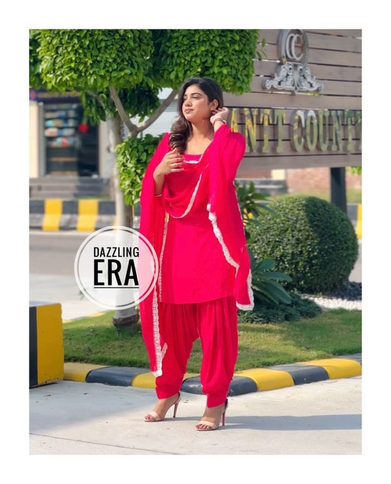 Pink Satin Plain Salwar Kameez and Pink Satin Plain Salwar Suit Online  Shopping