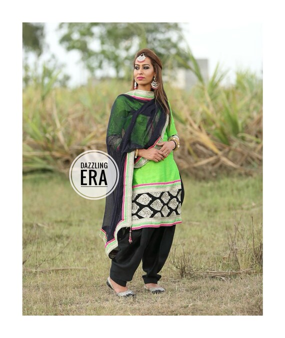 Dark green punjabi salwar suit hot sale