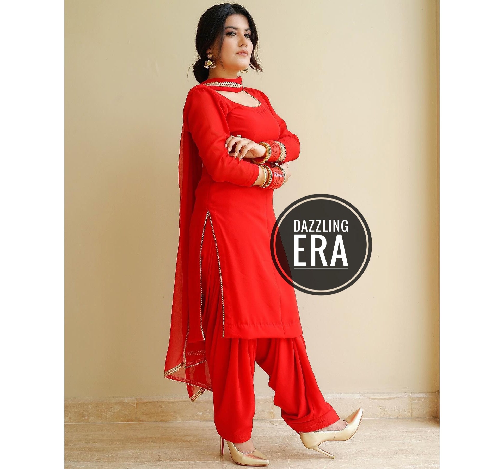 Red Color Party Wear Designer Georgette Suit