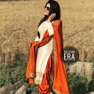Beautiful Salwar Kameez Punjabi Suit Patiala Indian Designer Custom Made Suit Salwar Bridal Wear Heavy Lace Work Ethnic Wear Kameez Suit image 2
