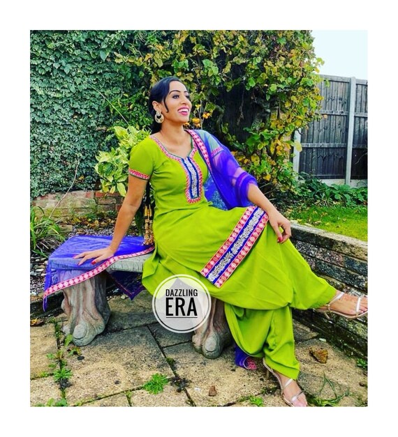 Buy Mehendi Ceremony Green Color Punjabi Patiala Suit Made to Measure Suit  Kameez Salwar Suit for Womens and Girls Punjabi Wedding Wear Suits Online  in India - Etsy