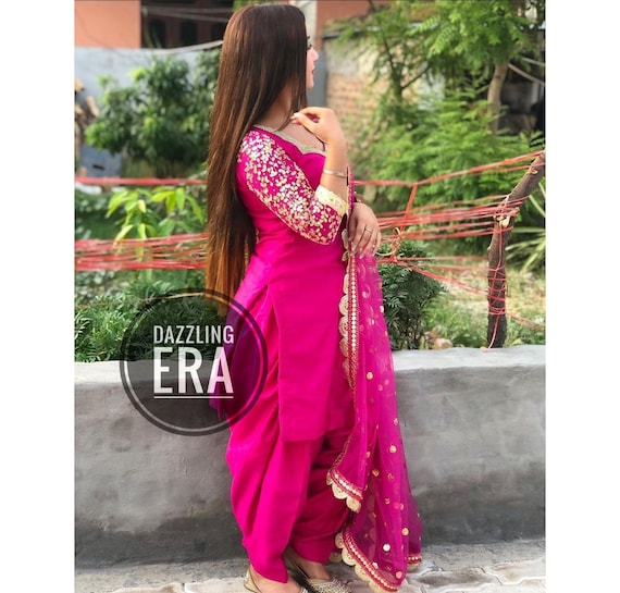 Pink Art Silk Anarkali Suit - Salwar Kameez Designer Collection