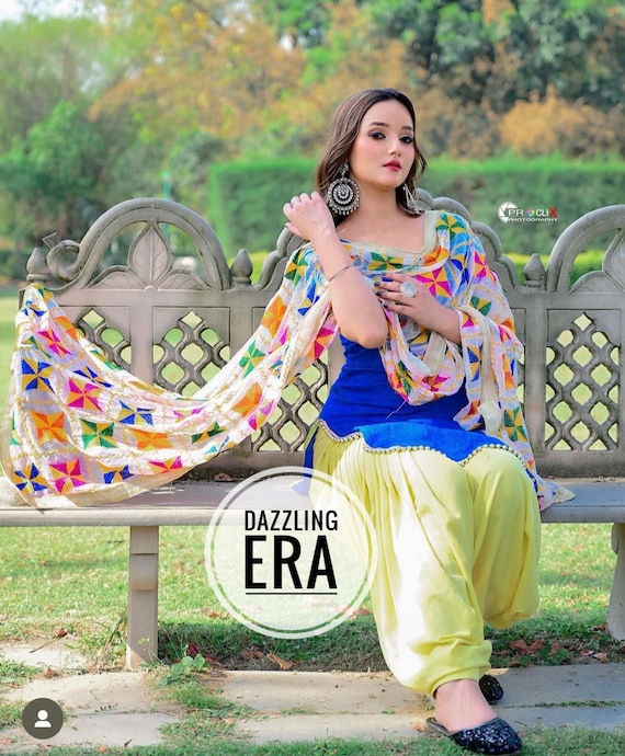Blue and orange punjabi suits cheap