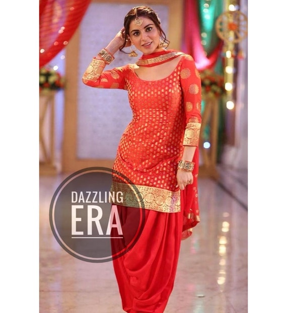 Handmade Punjabi Patiala Suit Salwar Kameez Red Brocade Punjabi Patiala Suit  Made to Measure Suit for Women and Girls - Etsy