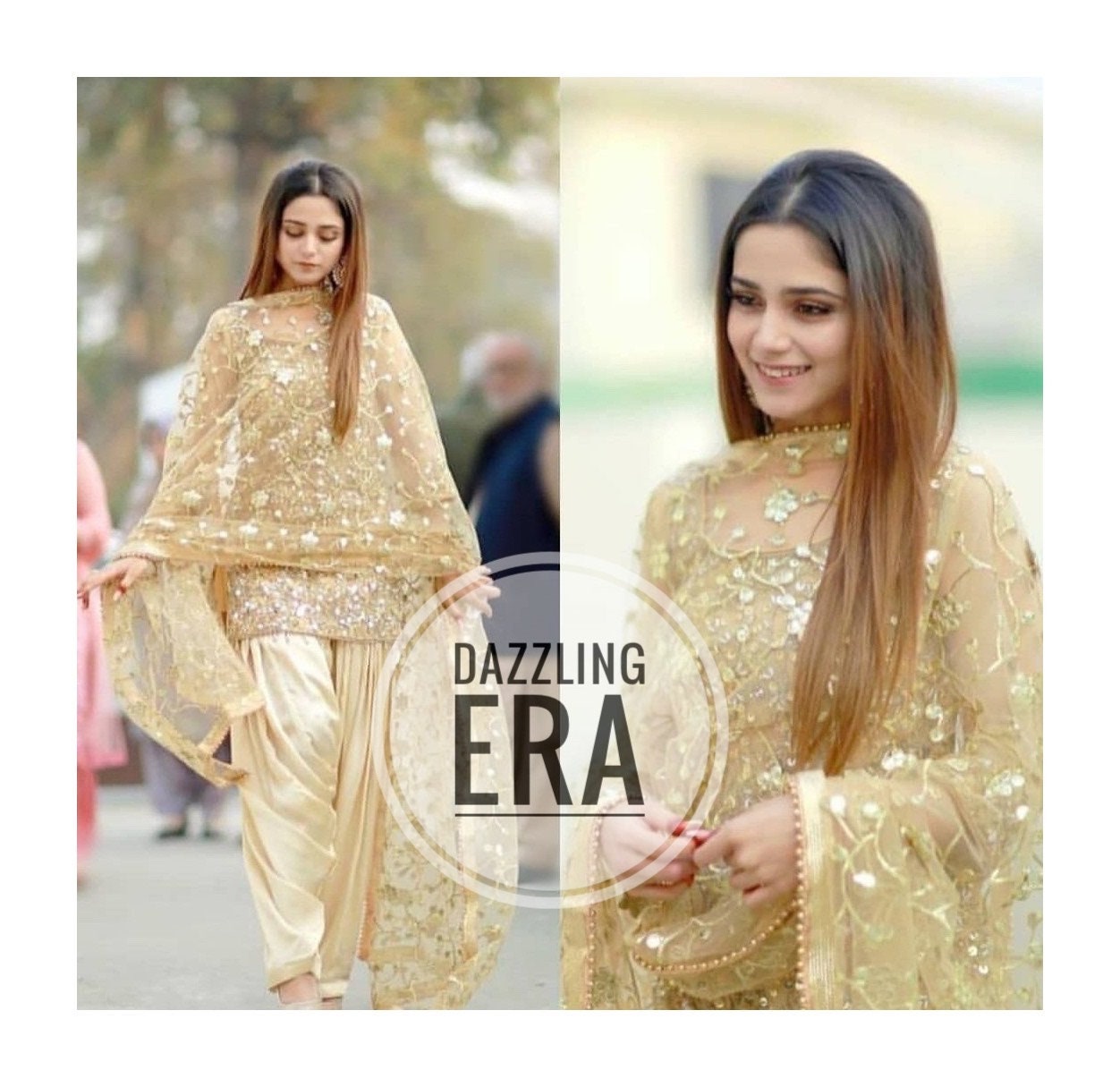 Gold Color Party Wear Designer Indo Western Plazo Suit :: ANOKHI FASHION