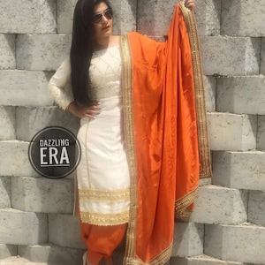 Beautiful Salwar Kameez Punjabi Suit Patiala Indian Designer Custom Made Suit Salwar Bridal Wear Heavy Lace Work Ethnic Wear Kameez Suit image 5