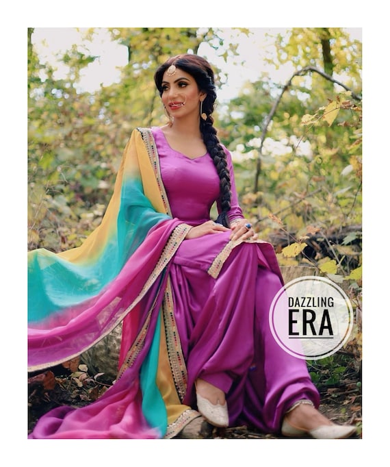 Buy Punjabi Patiala Sequins Brown Satin Silk Salwar Kameez Duppata for  Womens and Girls Made to Measure Dress Patiala Salwar Suit for Women Online  in India - Etsy