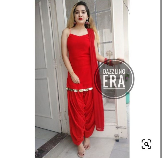 Red Punjabi Patiala Suit Boutique Stitched Customised Salwar Kameez Dupatta  With Laces Ladies Suits Indian Women Outfits 