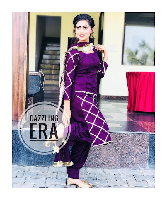 purple adorable suit set | Indian wear, Cotton suit designs, Suits design  latest