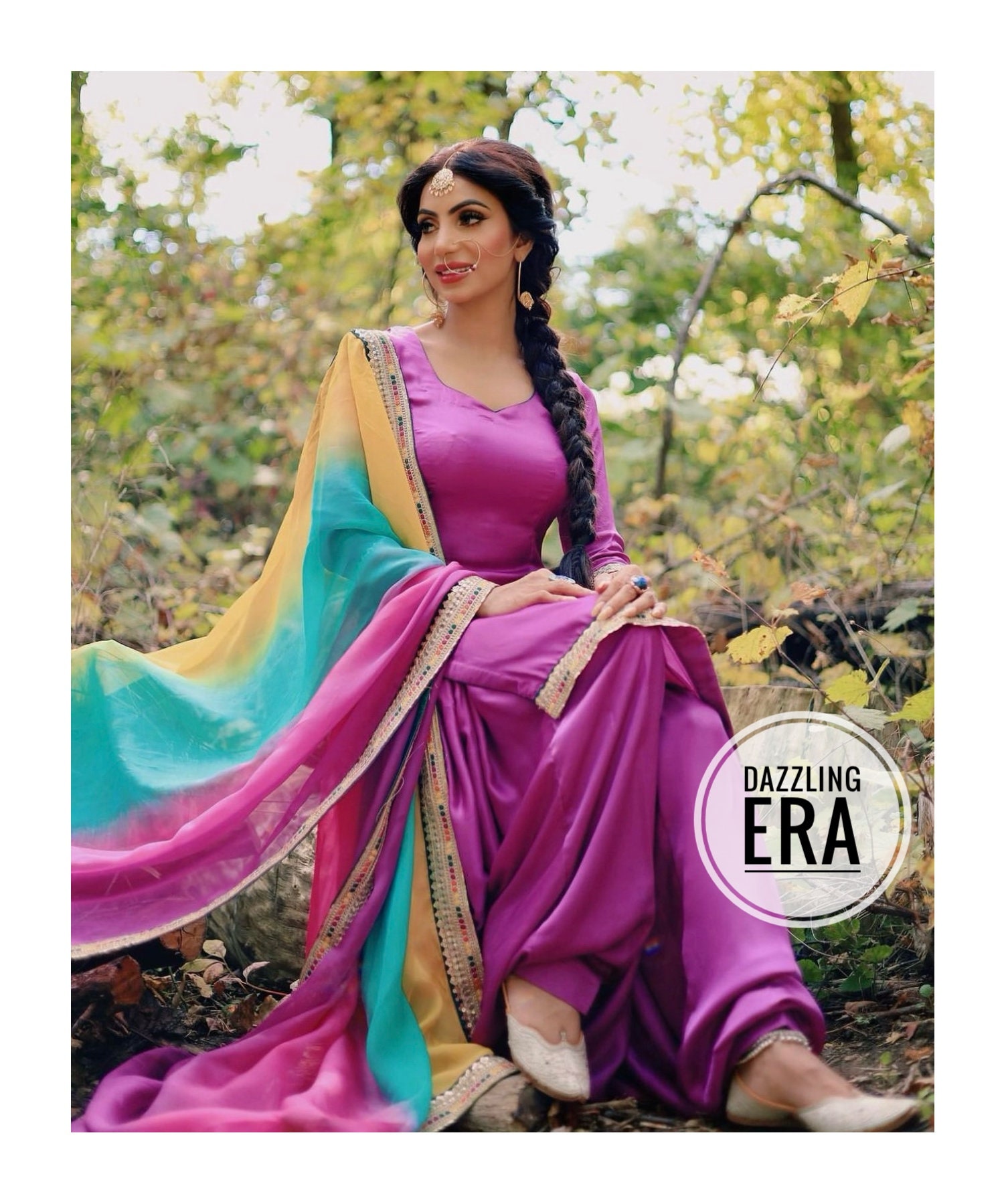 Purple Cotton Fully Stitched Salwar Suit With Jacquard Dupatta