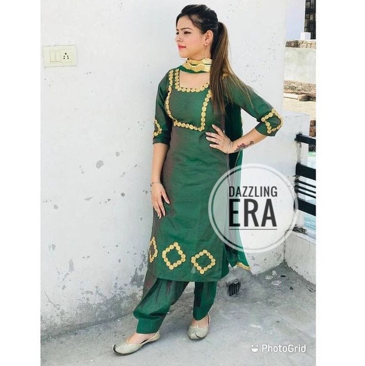 Green Color Dhoti Style Punjabi Salwar Suit