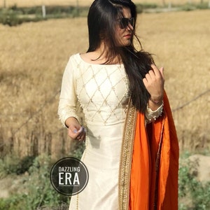 Beautiful Salwar Kameez Punjabi Suit Patiala Indian Designer Custom Made Suit Salwar Bridal Wear Heavy Lace Work Ethnic Wear Kameez Suit image 3