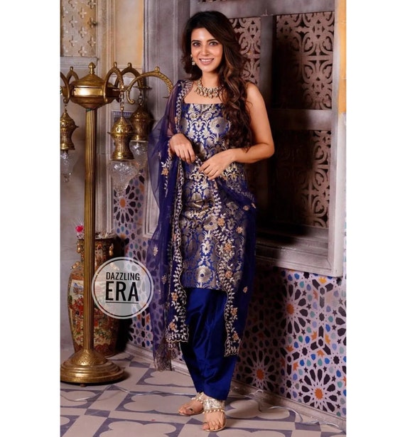 Navy blue top suit womens punjabi