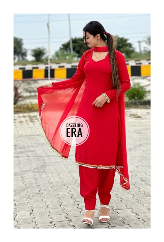 Top 10 red plain suit designes | Red punjabi suit design | - YouTube