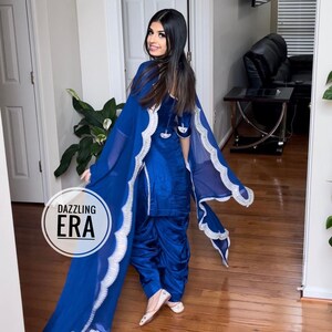 Designer Navy Blue Punjabi Patiala Suit Made to Measure Suit for Women