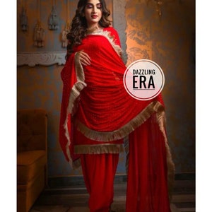 Punjabi Latest Designer Salwar Kameez Suit Red Punjabi Patiala Shalwar Suits Custom Stiched For Womens Girls Wedding Wear Festive Wear Suit