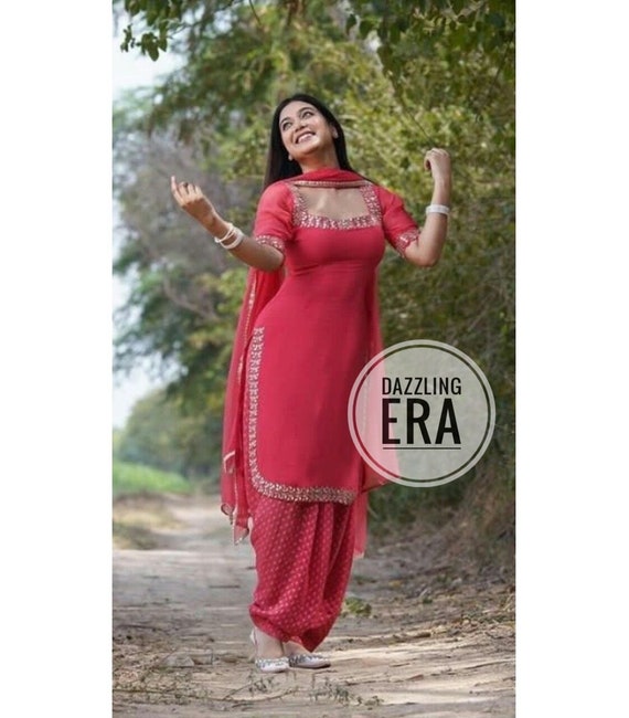 Beauteous Cotton Red Punjabi Suit -