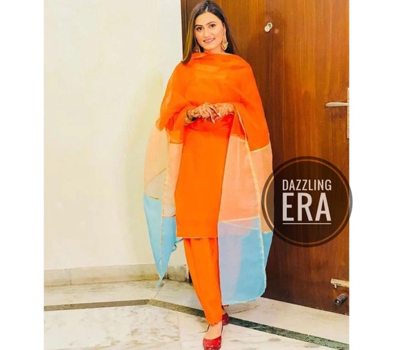 Unstitched Yellow Cotton Pakistani Dress Material Salwar Suits – Stilento