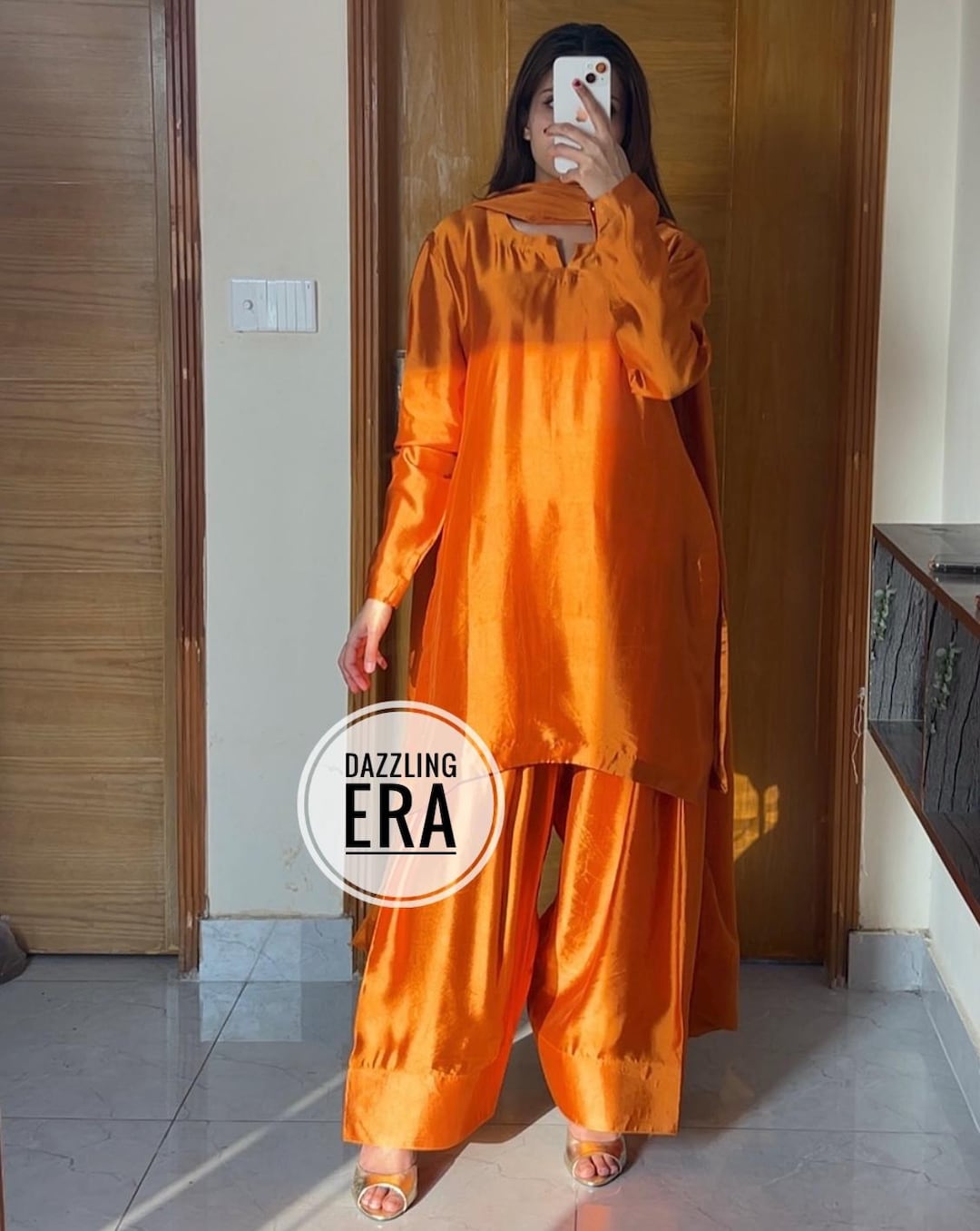 Orange Designer Pakistani Shalwar Kameez Suit Farsi Salwar Suit for Womens  Made to Measure Suit Latest Farshi Salwar Suit Party Wear Suits