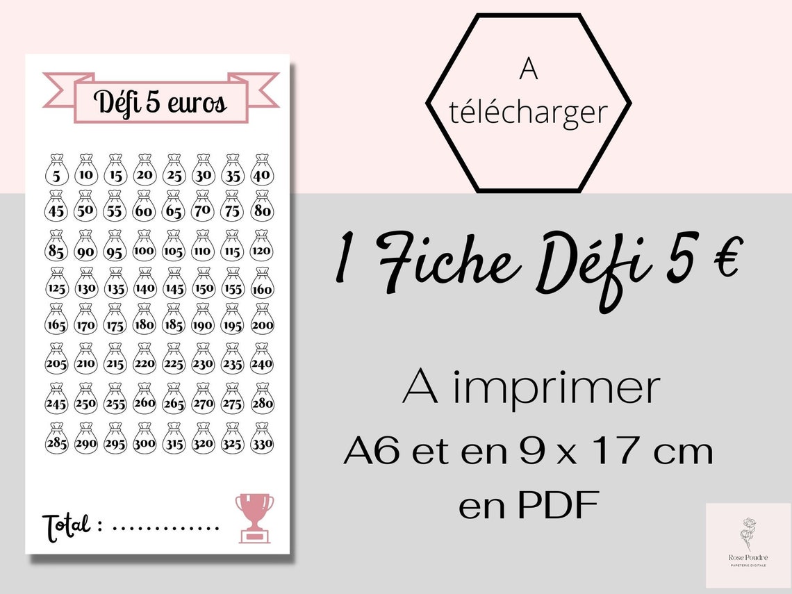 Downloadable 5 Budget Challenge Sheet for Easy Saving - Etsy