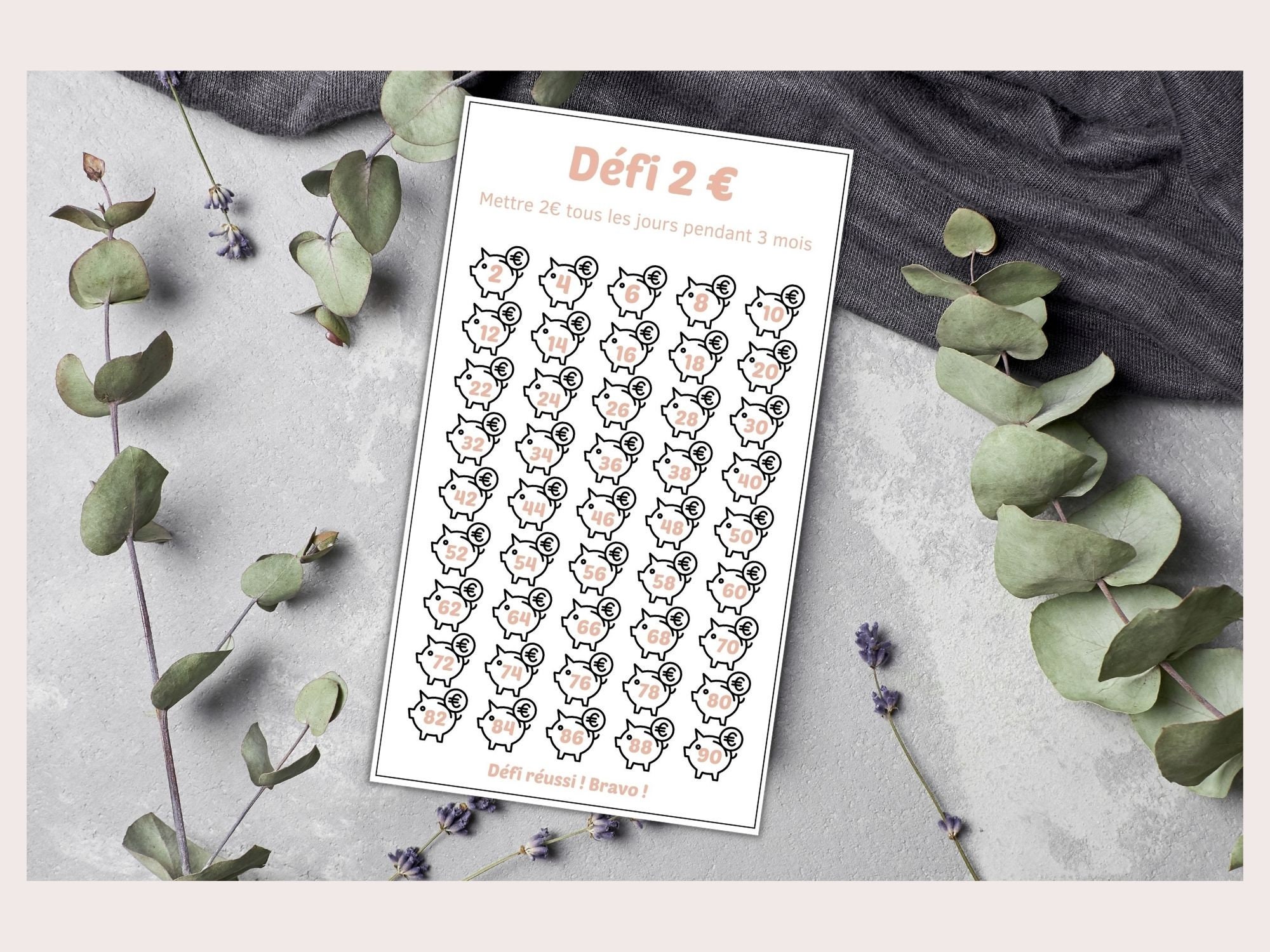 Fiche Défi 2 Euros Téléchargeable Pour économiser - Etsy Singapore