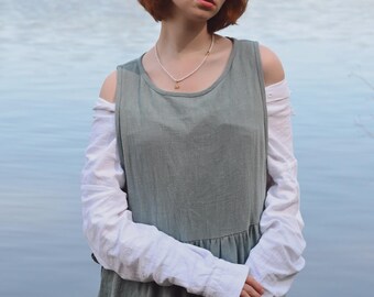 Vestido con delantal de ramio / Ropa ecológica / Vestido para mujer / Ortiga de ramio / Regalo para ella / Ropa de lino
