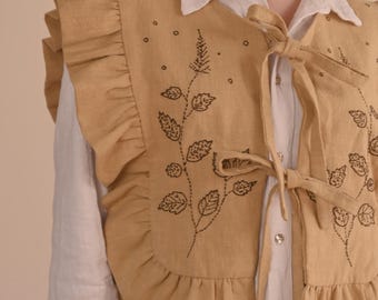 Chaleco con volantes de ramio / Ropa ecológica / Chaleco para mujer / Ramio y ortiga / Regalo para ella / Ropa de lino