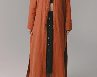 Vestido camisero de ramio / Ropa ecológica / Vestido para mujer / Ortiga de ramio / Regalo para ella / Ropa de lino