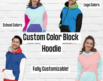 Color Block Hoodie CUSTOMIZABLE Holiday Hoodie Colorful Sweatshirt  Team Sweatshirt Sports Hoodie Colorful Custom Sweatshirt