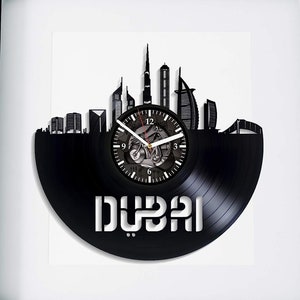 Dubaï disque vinyle horloge moderne villes de voyage Art mural décor monuments du monde cadeau d'anniversaire pour meilleur ami