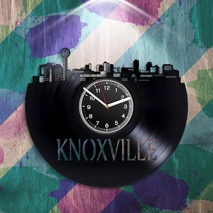 Knoxville Tennessee disque vinyle horloge originale US City Wall Art pour bureau horizon décor nouvelle maison cadeau pour la famille