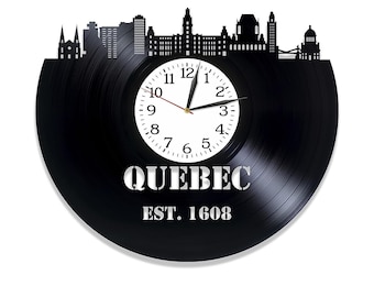Quebec Canada Vinyl Record Wall Clock Skyline Art Unique Room Decor Huwelijkscadeau voor paar reizen thema decoraties