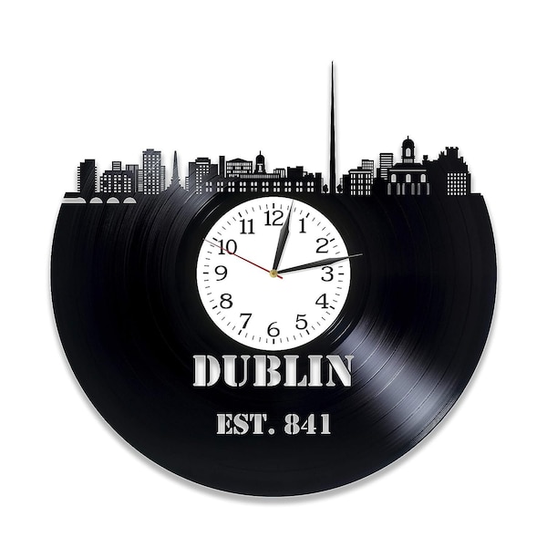 Dublin Ireland Vinyl Record Modern Clock Unique Art for Wall City Silhouette Home Decor Birthday Gift for Friend
