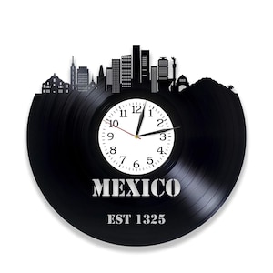 Mexique disque vinyle Unique horloge murale villes décor pour bureau monde monuments Art Original cadeau pour collègue