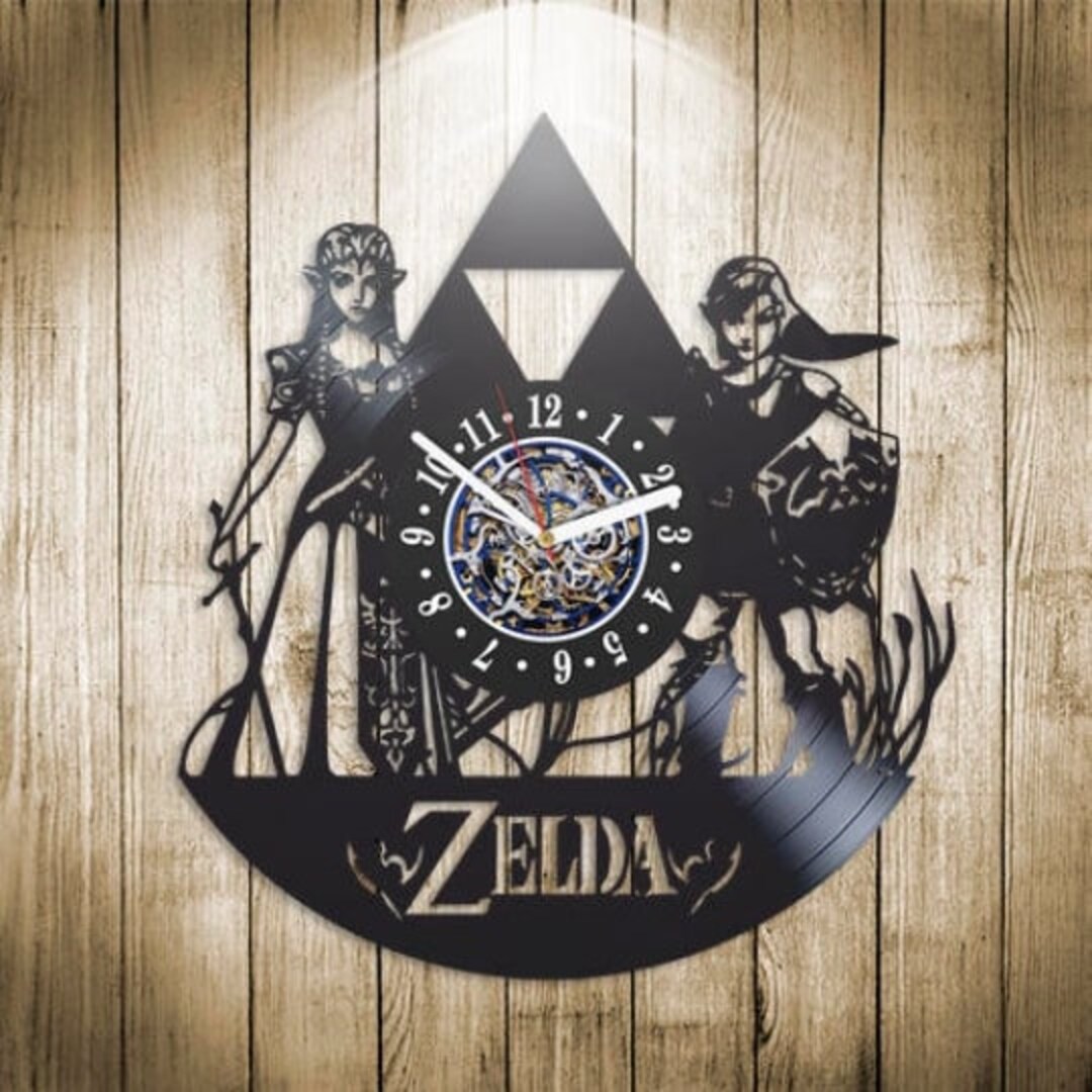 Legend of Zelda Wall Clock Made From Vinyl Record, Unique Gamer Room
