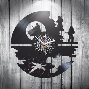 Star Wars Movie Wall Clock made from Vinyl Record, Unique Decor for Home, First Home Gift for Him, Modern Wall Art