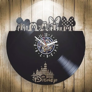 Mickey Mouse Wall Clock made from Vinyl Record, Unique Nursery Decor, Christmas Gift for Baby, Vintage Wall Art