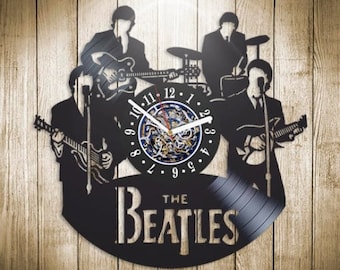 Beatles Wall Clock made from Vinyl Record, Music Band Art, Anniversary Gift for Wife, Unique Wall Hanging Decor