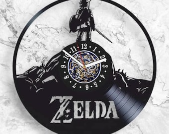 Zelda Wall Clock made from Vinyl Record, Unique Home Decor for Gamer, Christmas Gift for Boys, Vintage Wall Art