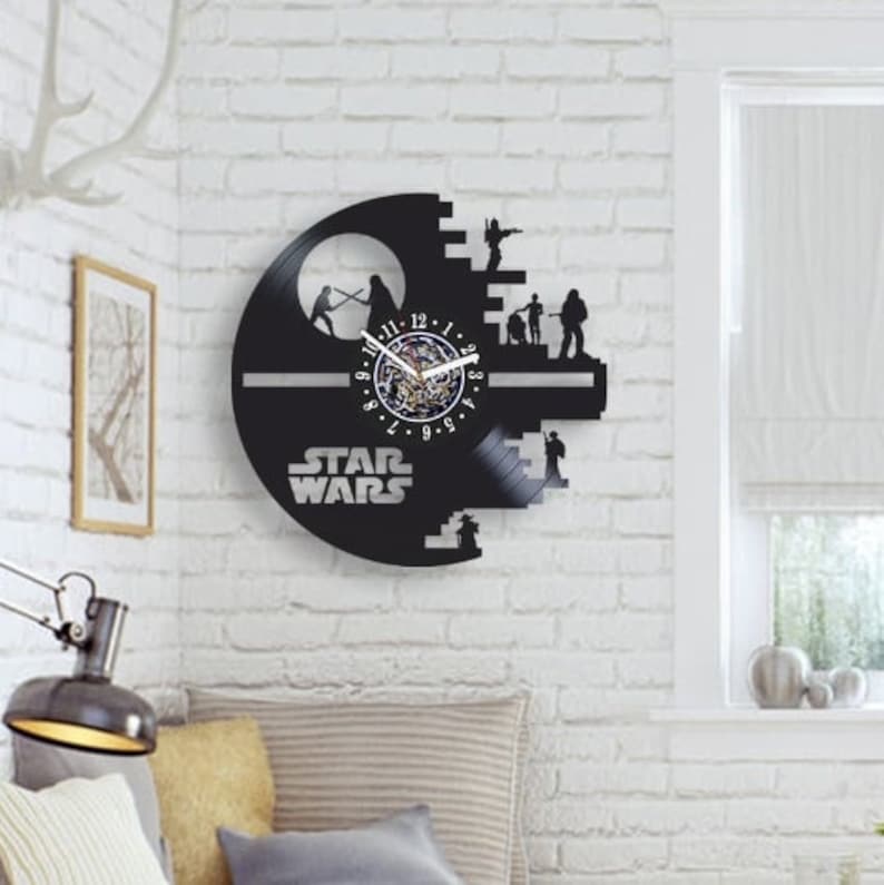 Star Wars Movie Characters Wall Clock Made From Vinyl Record, Unique