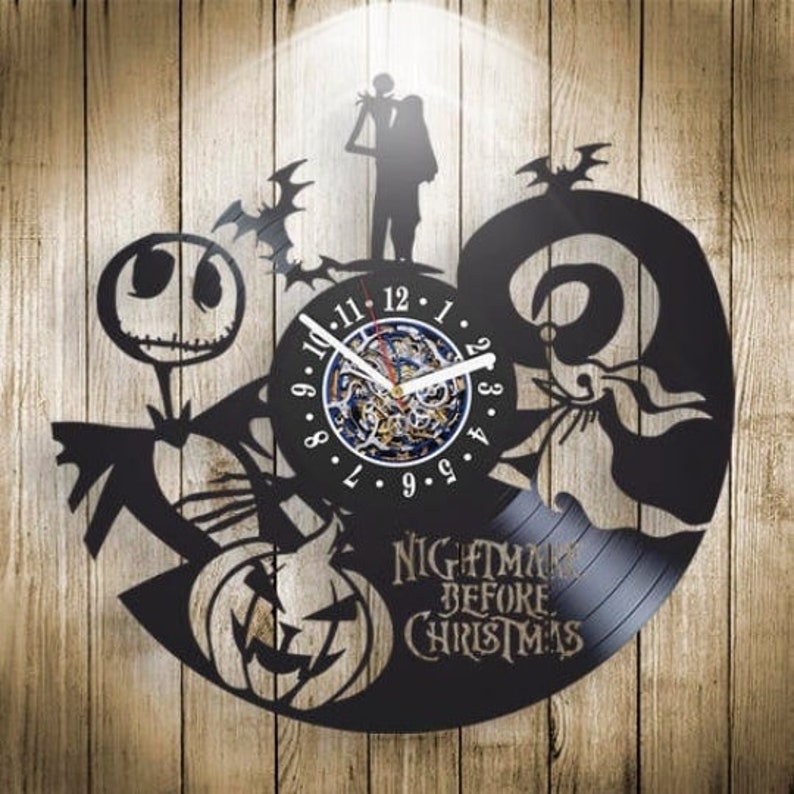 Nightmare Before Christmas Wall Clock Made From Vinyl Record Etsy