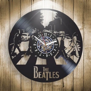 Beatles Abbey Road Wanduhr aus Schallplatte, Vintage Dekor für Schlafzimmer, Weihnachtsgeschenk für Ihn, Original Musik Kunstwerk